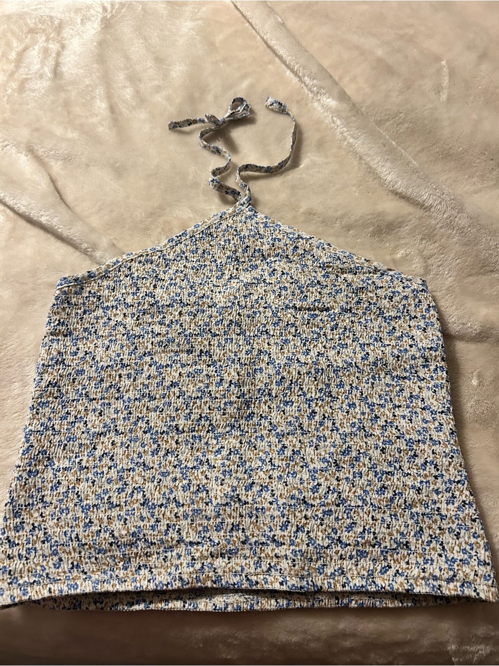 art class Blue and Cream Smocked Halter Camisole